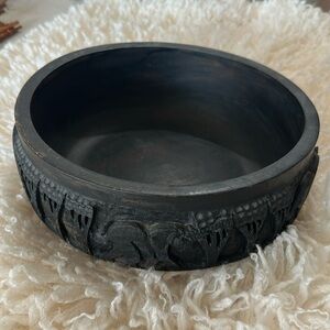 Large hand carved wooded bowl